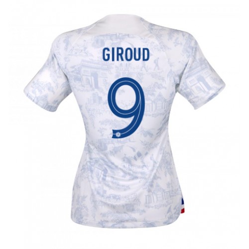 Frankrike Olivier Giroud #9 Bortedrakt Kvinner VM 2022 Kortermet Frankrike Olivier Giroud #9 Bortedrakt Kvinner VM 2022 Kortermet
